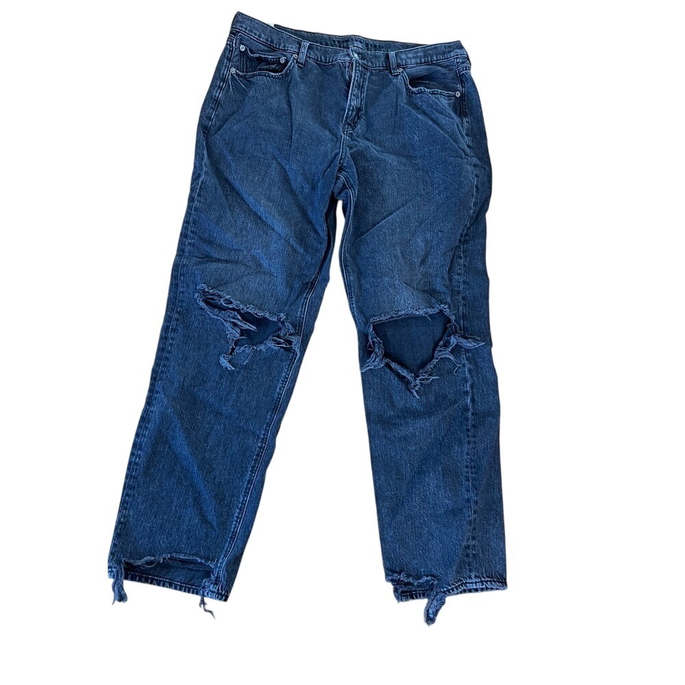 American Eagle Outfitters black 90s low rise straight distressed denim jeans